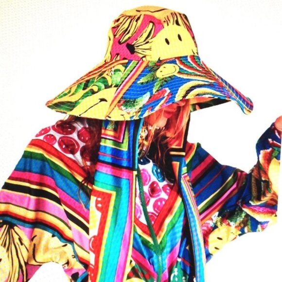 FARM Rio Mixed Scarves Smiley Hat Statement Piece Fun Maximalist Dopamine main image 5